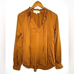 Anthropologie Cloth&Stone Tie Neck Polka Dot Blouse